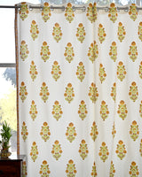 Cotton Curtain Orange Green Boota Block Print (6666127868003)