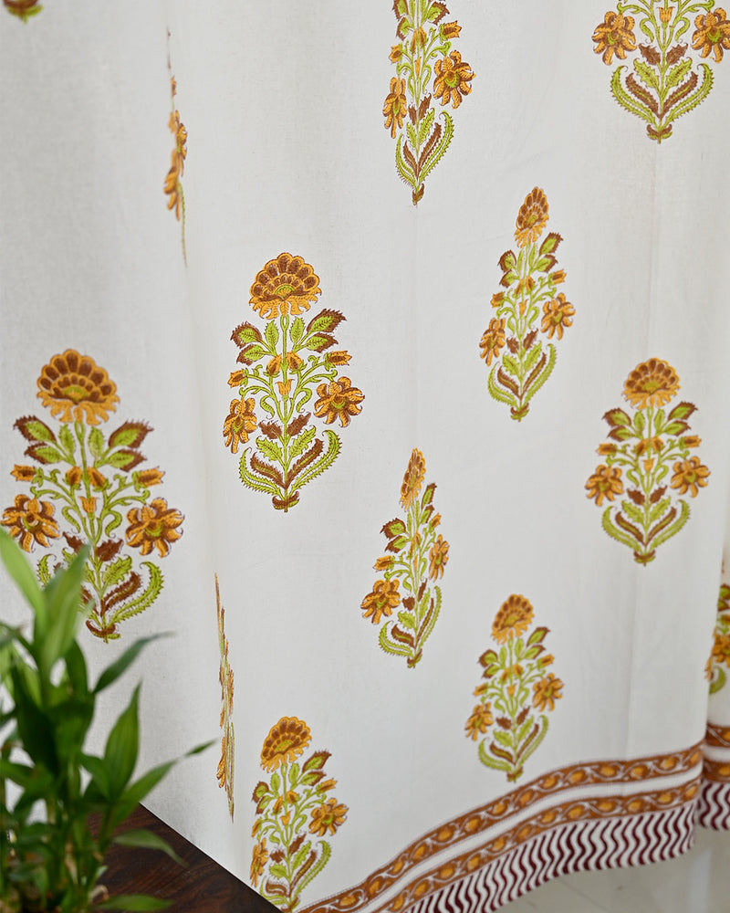 Cotton Curtain Orange Green Boota Block Print 3 (6666127868003)