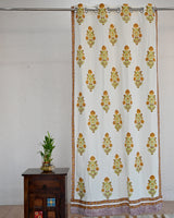 Cotton Curtain Orange Green Boota Block Print 2 (6666127868003)