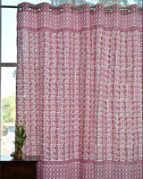 Cotton Curtain Red Pink Rose Block Print 1 (6666127900771)