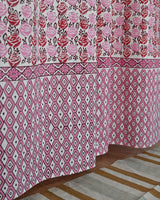 Cotton Curtain Red Pink Rose Block Print 2 (6666127900771)