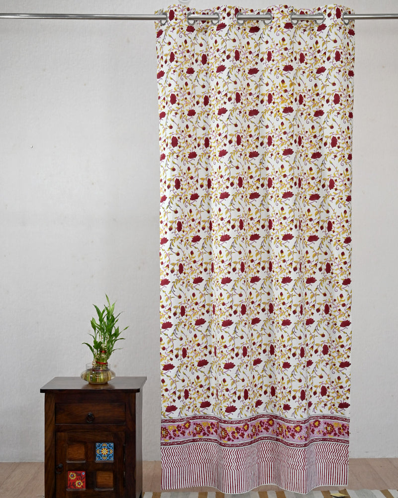 Cotton Curtain Red Yellow Jaal Block Print 3 (6668334104675)