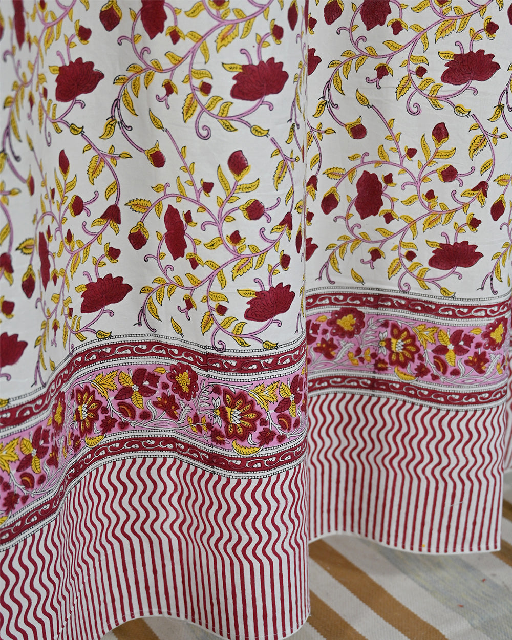 Cotton Curtain Red Yellow Jaal Block Print 2 (6668334104675)