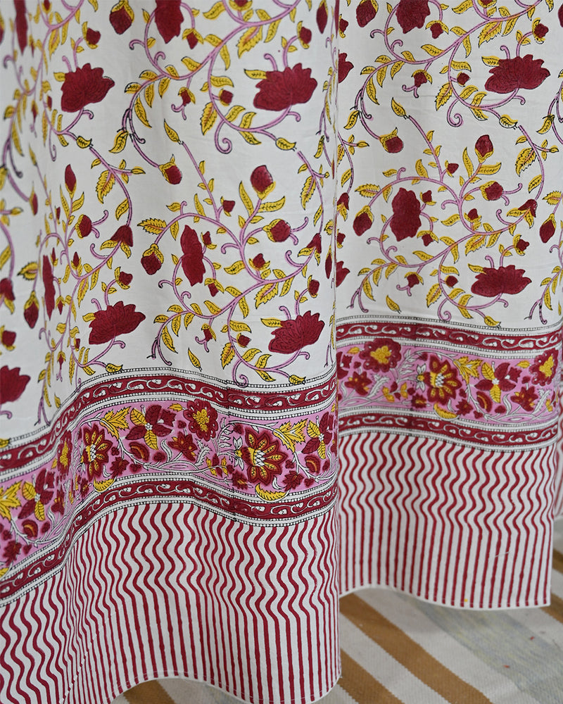 Cotton Curtain Red Yellow Jaal Block Print 2 (6668334104675)