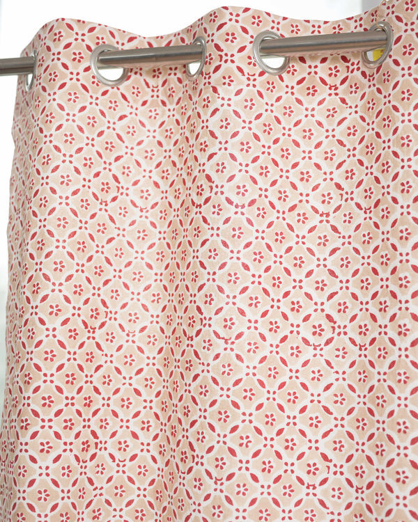 Cotton Curtain Chikoo Red Geometric Block Print 1 (6742414884963)