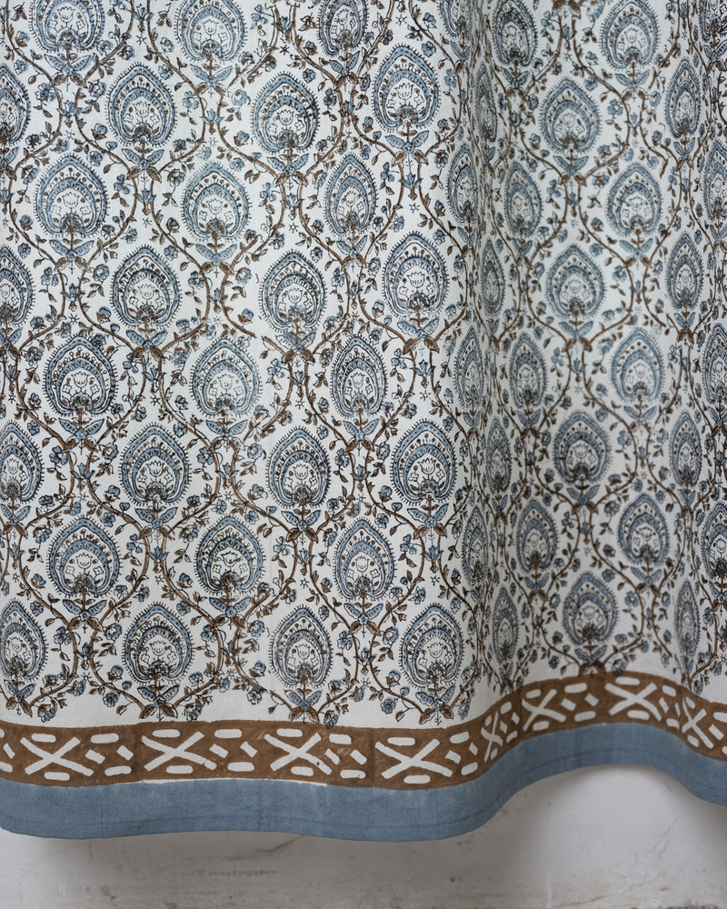 Cotton Curtain Grey Brown Leaf Jaal Block Print 3 (6647703765091)