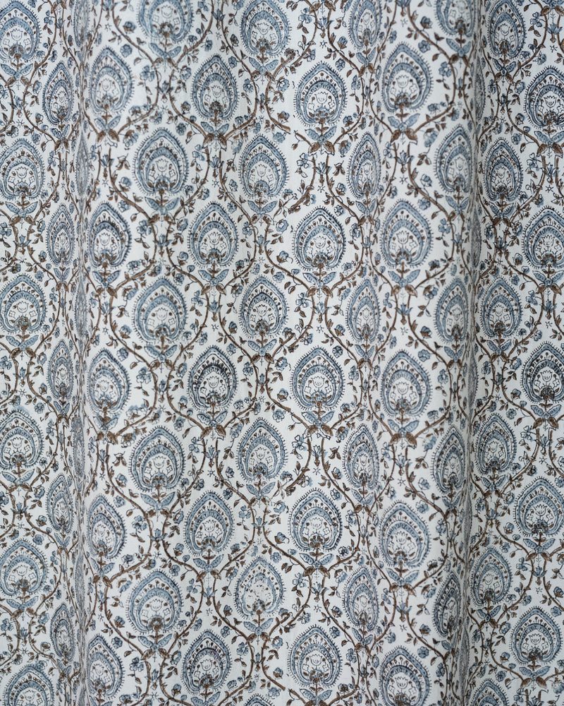 Cotton Curtain Grey Brown Leaf Jaal Block Print 2 (6647703765091)