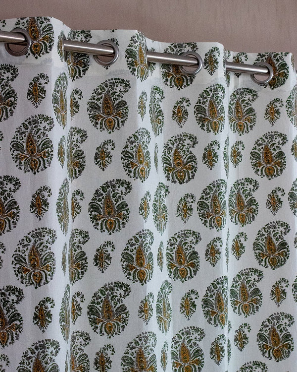 Cotton Curtain Grey Brown Paisley Block Print 1 (6571146739811)