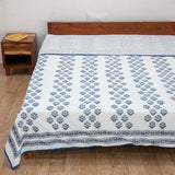 Cotton Double Bed Duvet Cover Blue Grey Floral Bel Block Print (6648085413987)