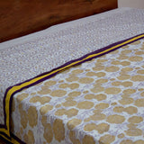 Cotton Double Bed Duvet Cover Yellow Marigold Jaal Block Print 3 (6648085479523)