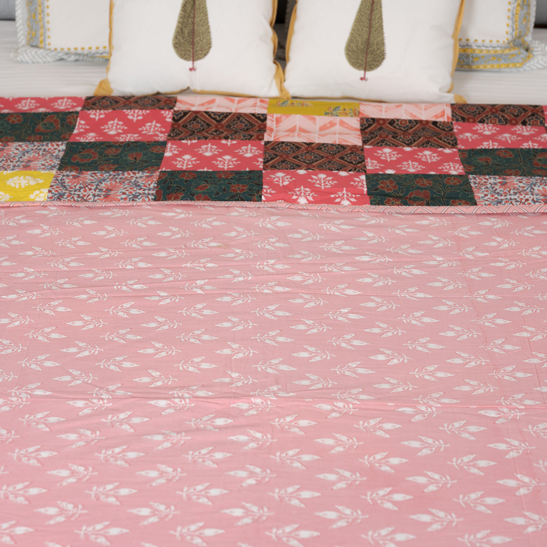 Cotton Double Bed AC Quilt Dohar Red Patch Work 3 (6722435645539)
