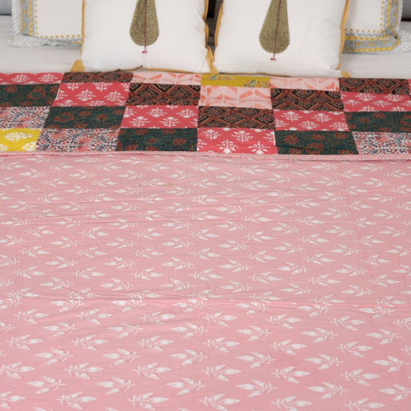 Cotton Double Bed AC Quilt Dohar Red Patch Work 3 (6722435645539)