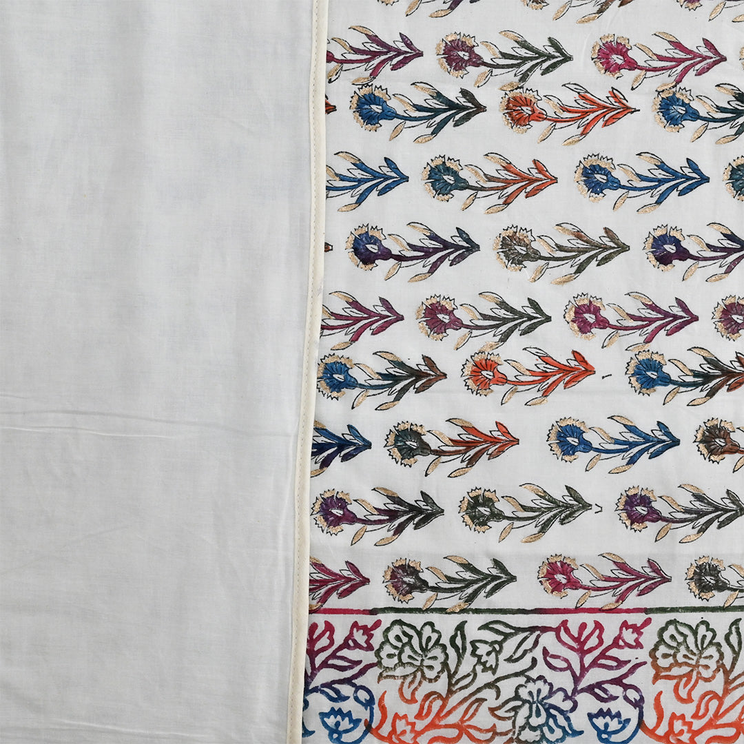 Cotton Mulmul Double Bed Dohar Multicolor Booti Gold Print 2 (6682966360163)
