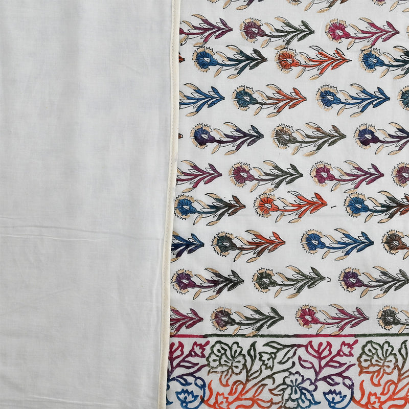 Cotton Mulmul Double Bed Dohar Multicolor Booti Gold Print 2 (6682966360163)