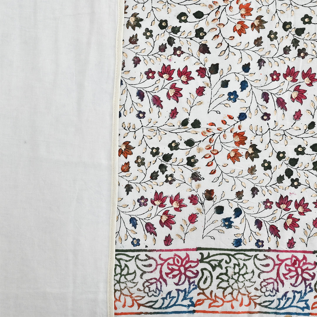 Cotton Mulmul Double Bed Dohar Multicolor Jaal Gold Print 2 (6682966392931)