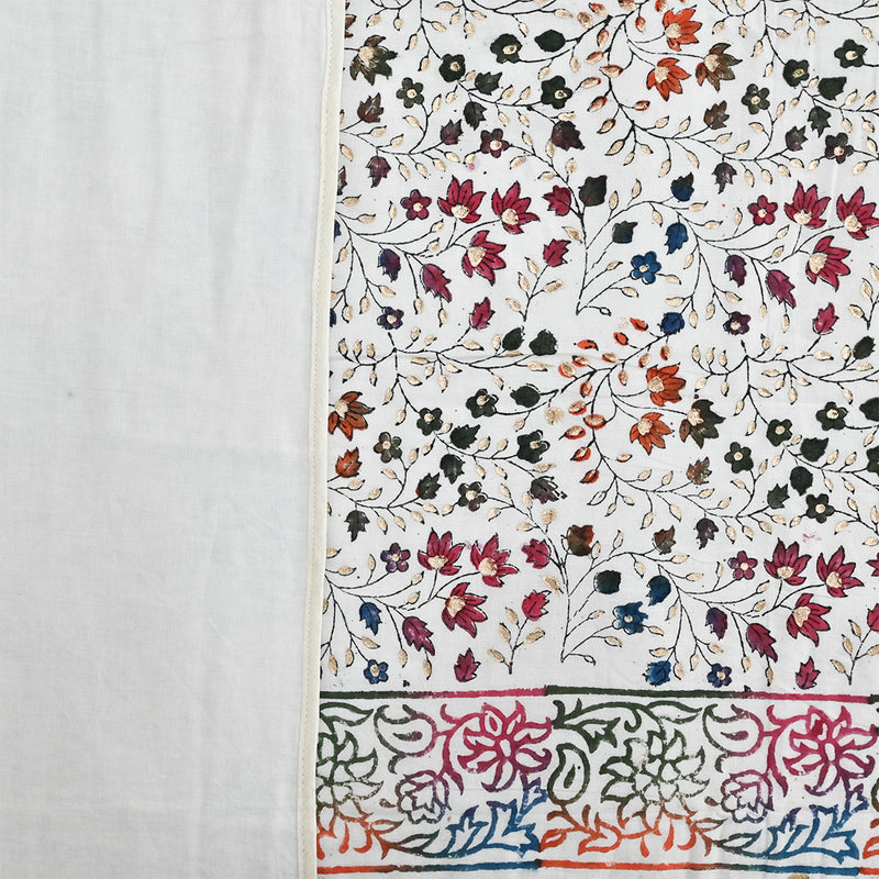 Cotton Mulmul Double Bed Dohar Multicolor Jaal Gold Print 2 (6682966392931)