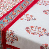Cotton Mulmul Double Bed AC Quilt Dohar White Red Floral Jaal Block Print 3 (4729426215011)