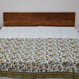 Cotton Mulmul Double Bed Dohar AC Quilt Yellow Green Floral Jaal Block Print (6648171921507)
