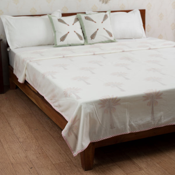 Cotton Mulmul Double Bed Dohar AC Quilt Yellow Brown Tree Boota Block Print (6754987311203)