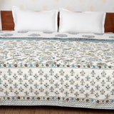 Phool Patti Reversible Grey-White Handblock Printed Double Bed Dohar AC Quilt (6833767219299)
