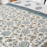 Phool Patti Reversible Grey-White Handblock Printed Double Bed Dohar AC Quilt (6833767219299)