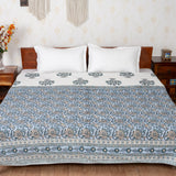 Mughal Jaal Teal Blue Handblock Printed Double Bed Dohar AC Quilt (6833767710819)