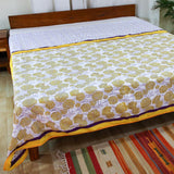 Cotton Mulmul King Size Dohar AC Quilt Yellow Marigold Jaal Block Print (4726131196003)