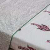 Cotton Mulmul King Size Dohar Pink Green Paisley Block Print 2 (6639100428387)