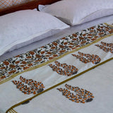 Cotton Mulmul Single Bed AC Quilt Dohar Orange Grey Floral Jaal Block Print 3 (4790008414307)
