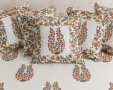 Cotton Diwan Set Orange Grey Floral Boota Block Print 1 (6755537682531)
