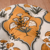 Cotton Chair Cushion Round Yellow White Boota Print (6772183859299)
