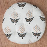 Cotton Chair Cushion Round White Brown Floral Print 1 (6831241396323)