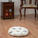 Cotton Chair Cushion Round White Brown Floral Print (6831241396323)