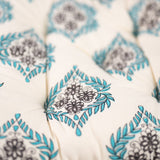 Cotton Chair Cushion Square Blue Grey Floral Print 2 (6831242182755)