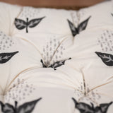 Cotton Chair Cushion Square White Grey Floral Print 2 (6820995006563)