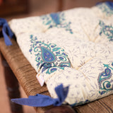 Cotton Chair Cushion Square Sea Green Blue Paisley Print (6800610000995)