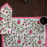 Cotton Napkin Pink Green Floral Jaal Block Print (6800611147875)