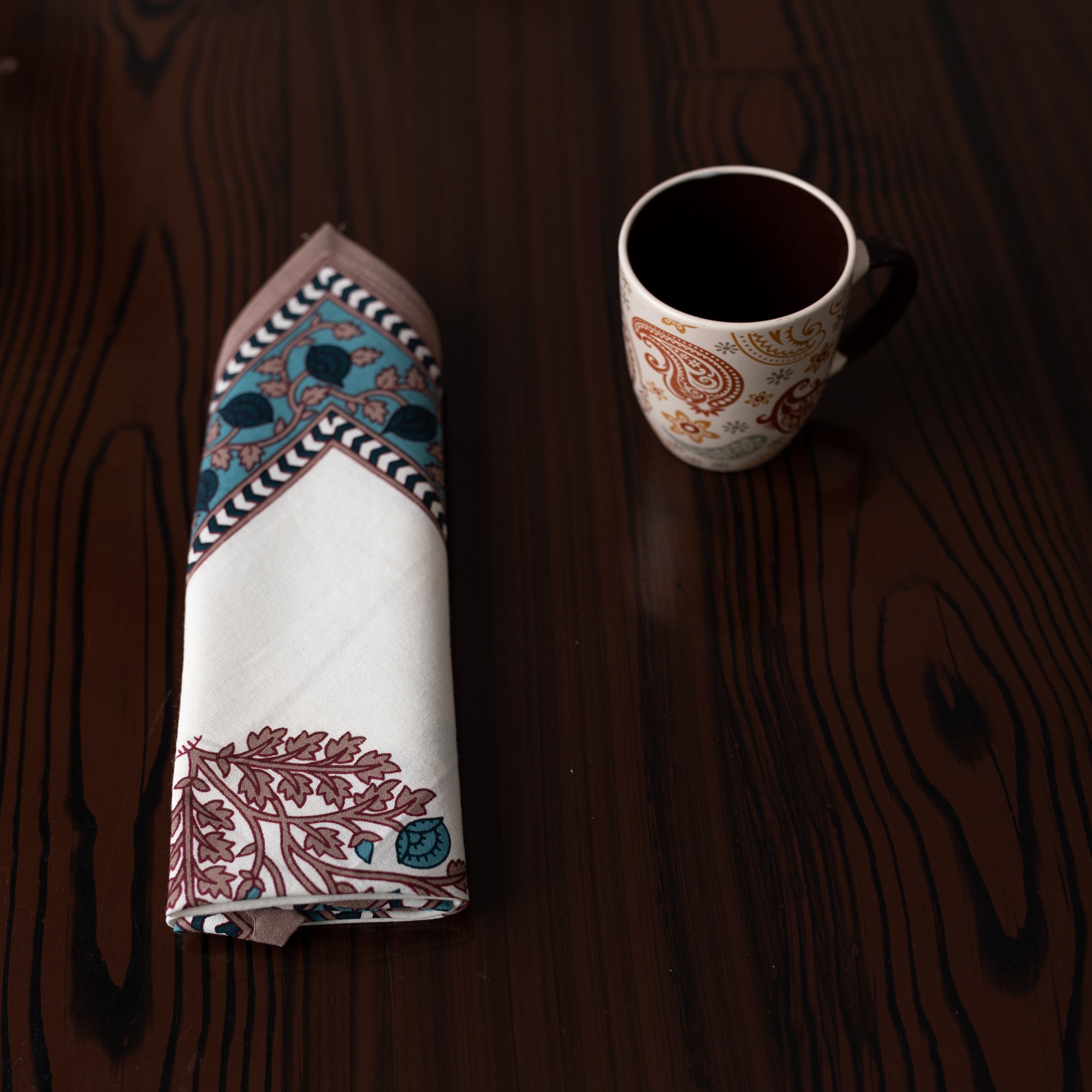 Cotton Napkin Turquoise Brown Boota Print (6800611311715)