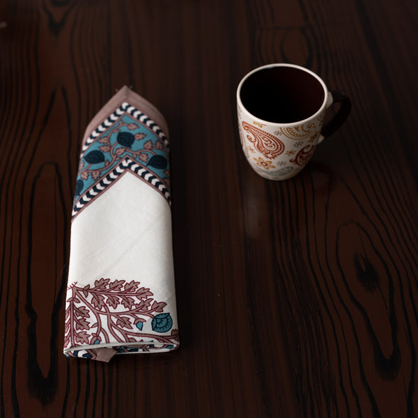 Cotton Napkin Turquoise Brown Boota Print (6800611311715)