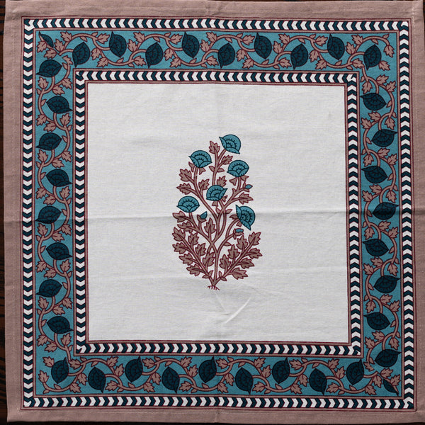 Cotton Napkin Turquoise Brown Boota Print 1 (6800611311715)