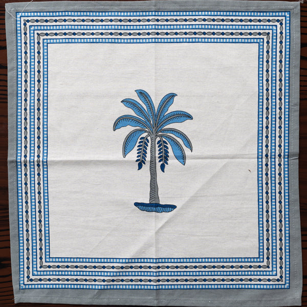 Cotton Napkin Light Blue Palm Tree Print (6800611541091)