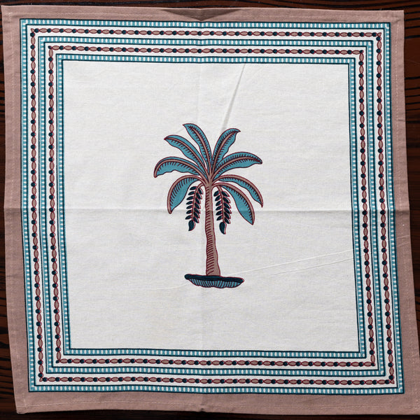  Cotton Napkin Brown Palm Tree Print 1 (6800611606627)