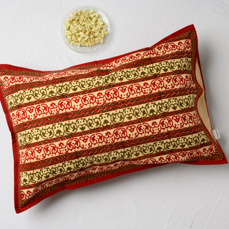 Fine Cotton Pillow Cover Red Bel Block Print (6772659224675)