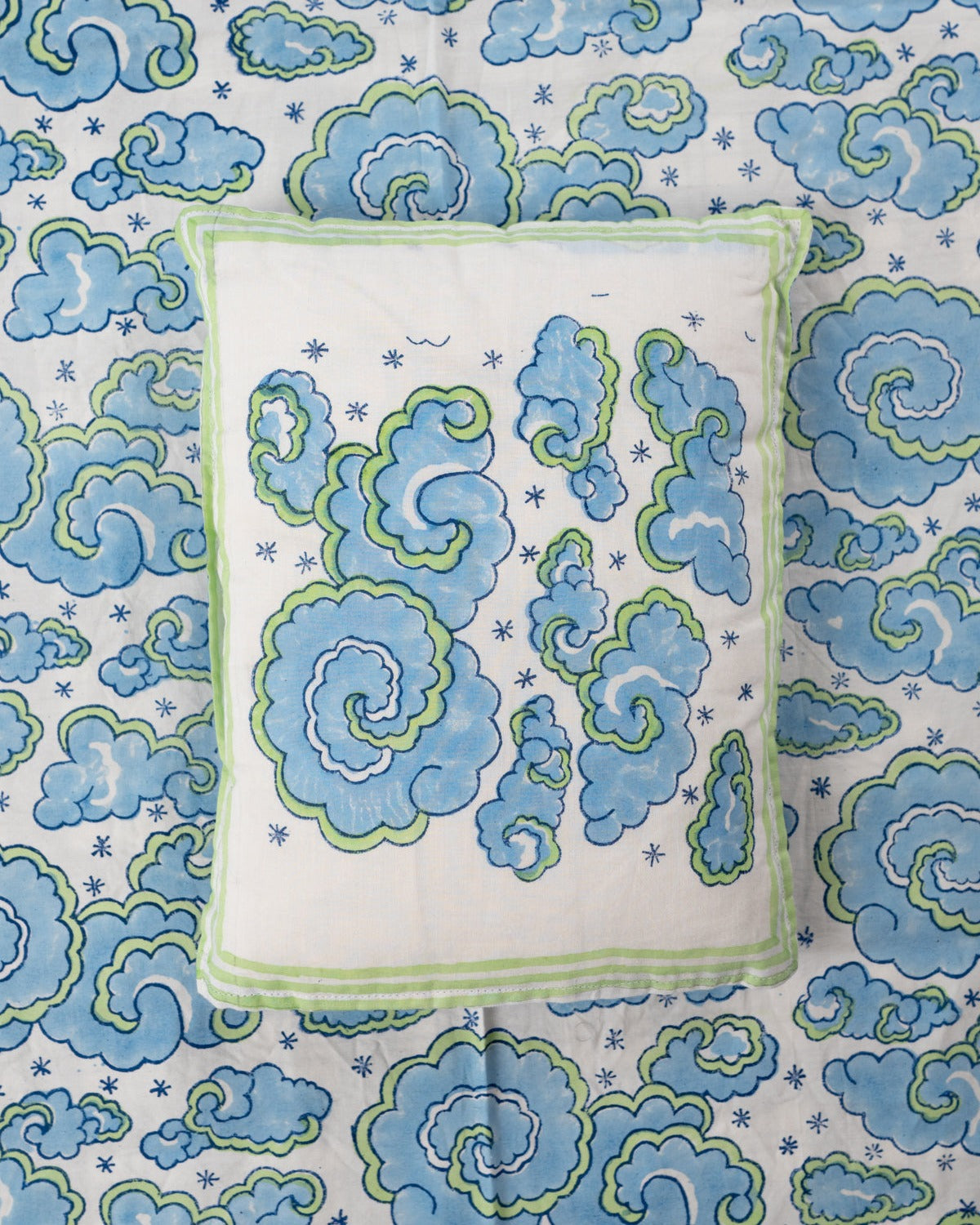 Cotton Baby Pillow Aasmani Block Print (6800613474403)
