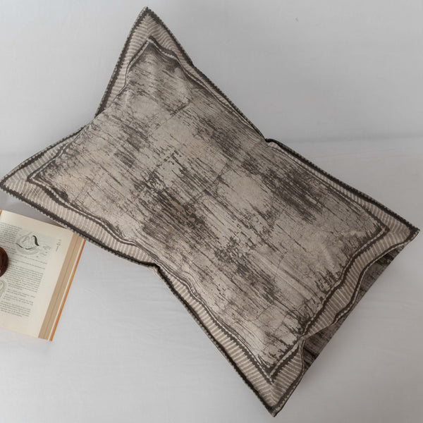 Cotton Pillow Cover Grey Geomteric Dabu Print (6743871586403)