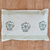 Cotton Pillow Cover Light Green Bird Block Print 2 (6668358090851)