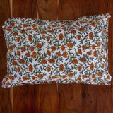 Cotton Pillow Cover Orange Grey Floral Boota Block Print2 (4496984703075)