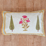 Cotton Pillow Cover Pink Brown Floral Boota Block Print 2 (6668358156387)