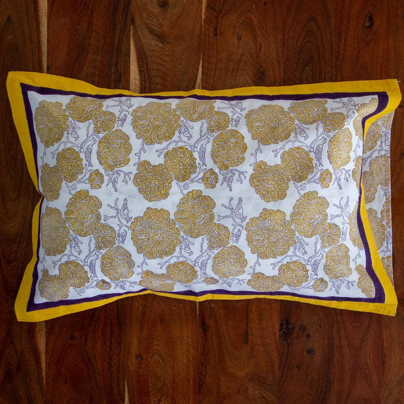 Cotton Pillow Cover Yellow Marigold Jaal Block Print (6543379398755)