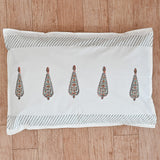 Cotton Pillow Cover Grey Orange Floral Jaal Block Print (6668358189155)